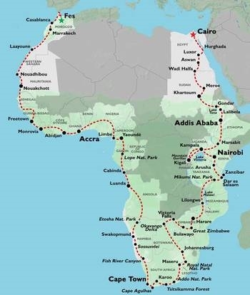 Map: Fes To Cairo (42 Weeks) Trans Africa (Oasis)