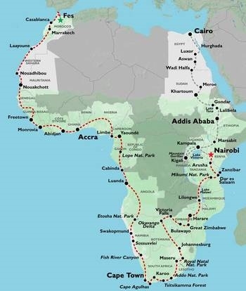Map: Fes to Nairobi (33 WEEKS) Trans Africa (Oasis)