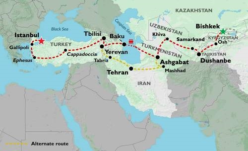 Map: Bishkek To Istanbul (62 Days) (Oasis)