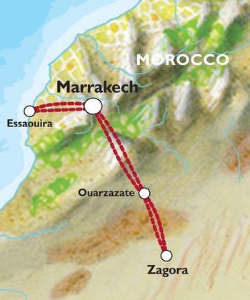 Map: MARRAKECH to MARRAKECH (5 days) Morocco Express (Oasis)