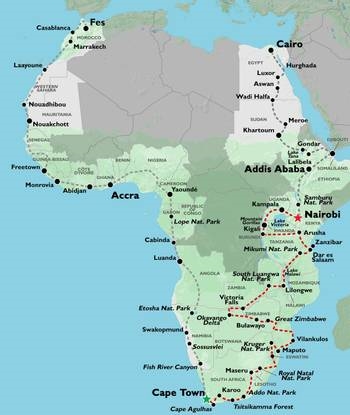 Map: Cape Town To Nairobi (100 Days) (Oasis)