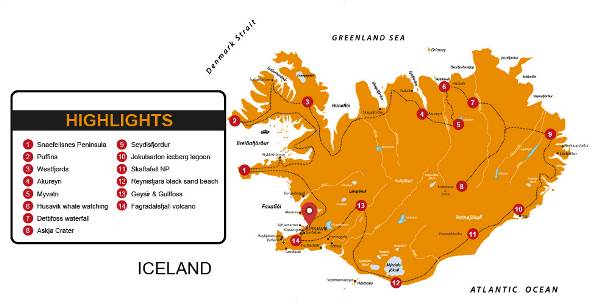 Map: Iceland Overland Group Tour (Madventure)