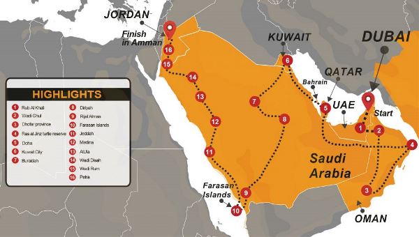 Map: Arabia Overland Expedition (Madventure)