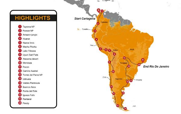 Map: Cartagena To Rio De Janeiro (Madventure)