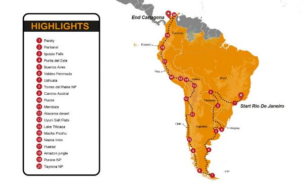 Map: Rio De Janeiro To Cartagena (Madventure)