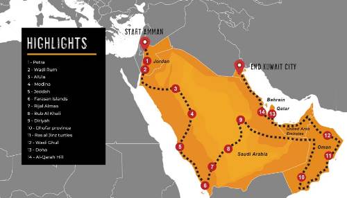 Map: Amman To Kuwait City Overland Expedition (Dragoman)