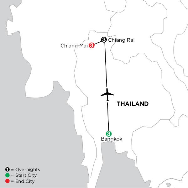 Map: Independent Highlights of Thailand (Globus)