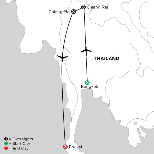 Map: Independent Thailand: Bangkok, the Beach & Beyond (Globus)