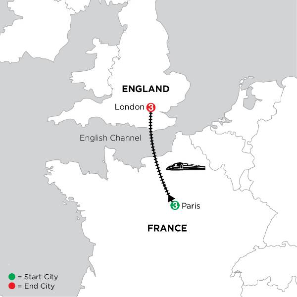 Map: Independent Paris & London City Stay (Globus)