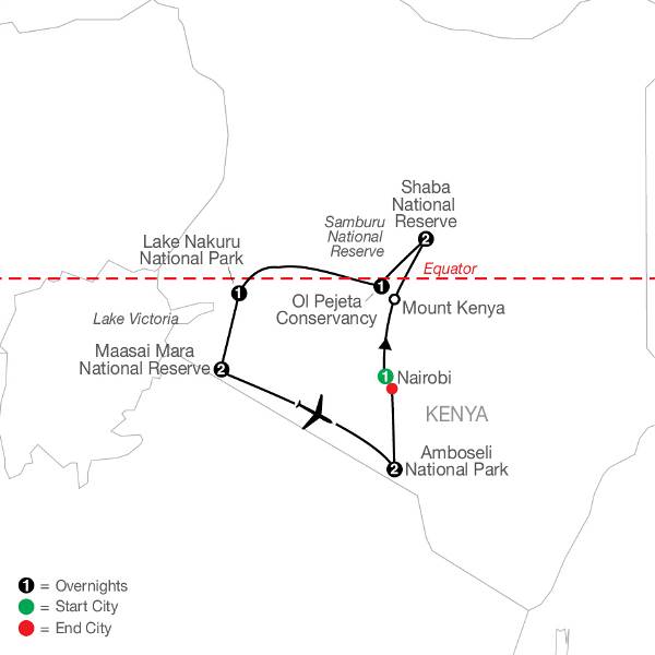 Map: Kenya: A Classic Safari with Amboseli (Globus)
