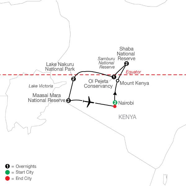 Map: Kenya: A Classic Safari with Nairobi (Globus)