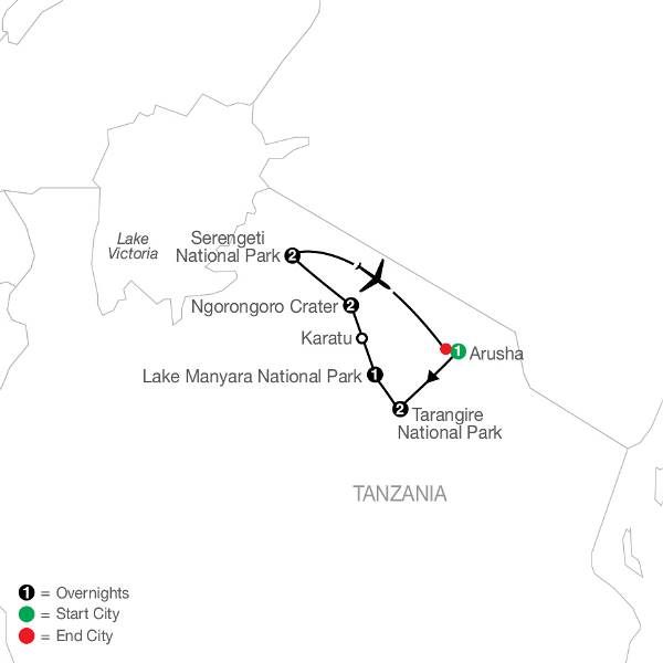 Map: Tanzania: The Serengeti & Beyond (Globus)
