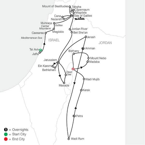 Map: Journey Through the Holy Land with Jordan - Faith-Based Travel (Globus)