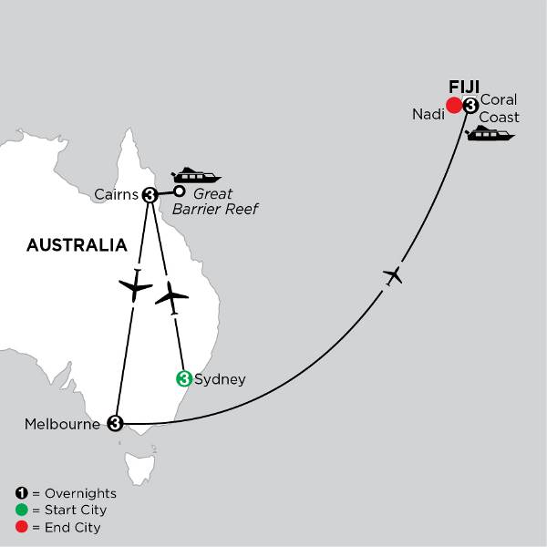 Map: Independent Australian Explorer with Fiji (Globus)