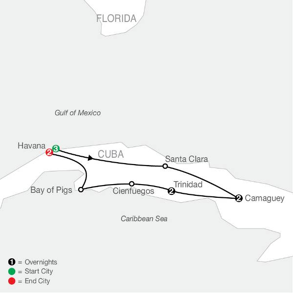 Map: Exploring Cuba's Culture, History, and Colonial Cities (Globus)