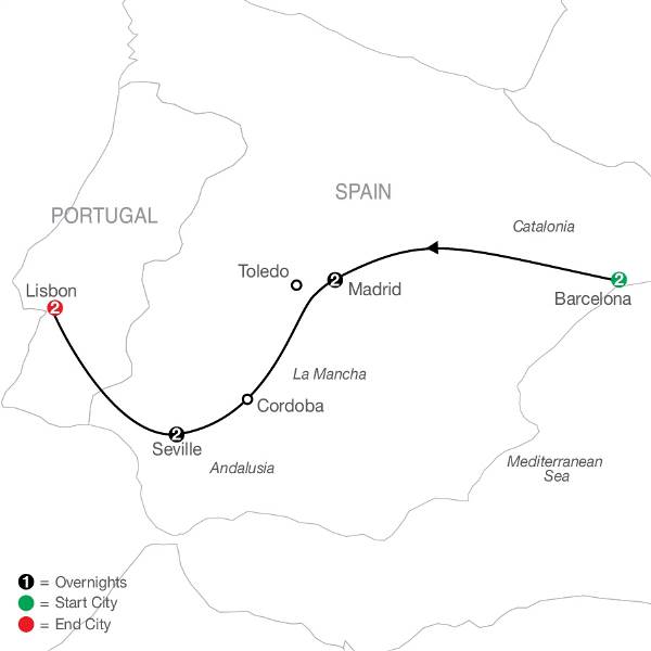 Map: Spain & Portugal Escape (Globus)