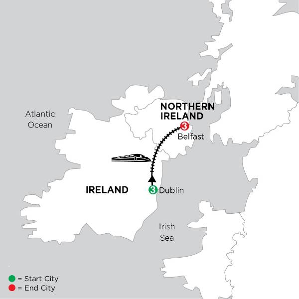 Map: Independent Dublin & Belfast City Stay (Globus)