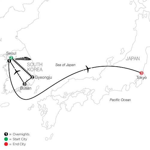 Map: Discover South Korea with Tokyo (Globus)