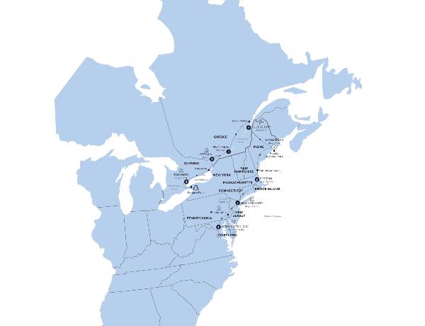 Map: Best of Eastern Canada & USA (Insight Vacations)