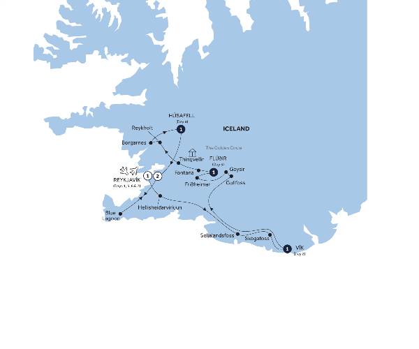 Map: Scenic Iceland & the Northern Lights (Insight Vacations)
