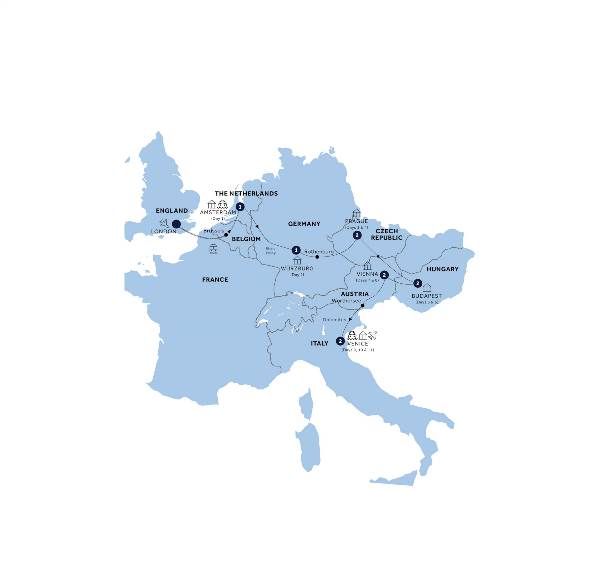 Map: European Rhapsody (Insight Vacations)