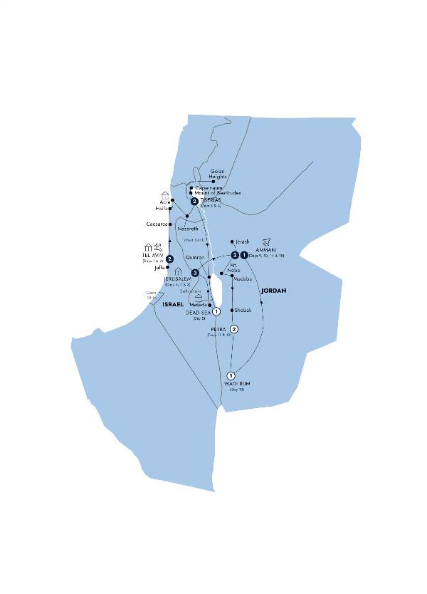Map: Israel & Jordan (Insight Vacations)