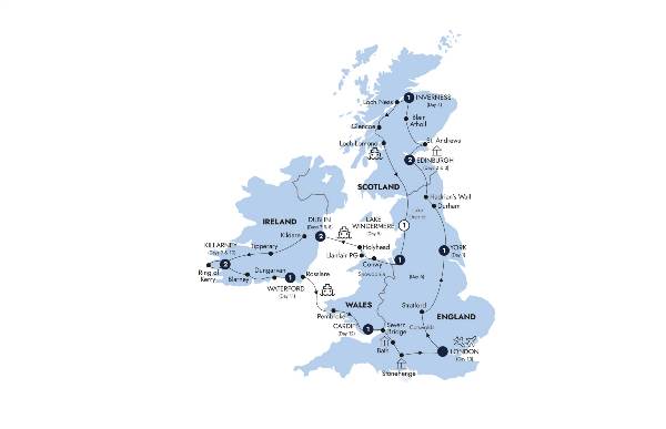Map: Britain & Ireland Explorer (Insight Vacations)