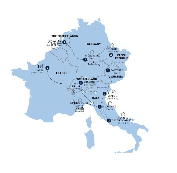 Map: European Discovery (Insight Vacations)
