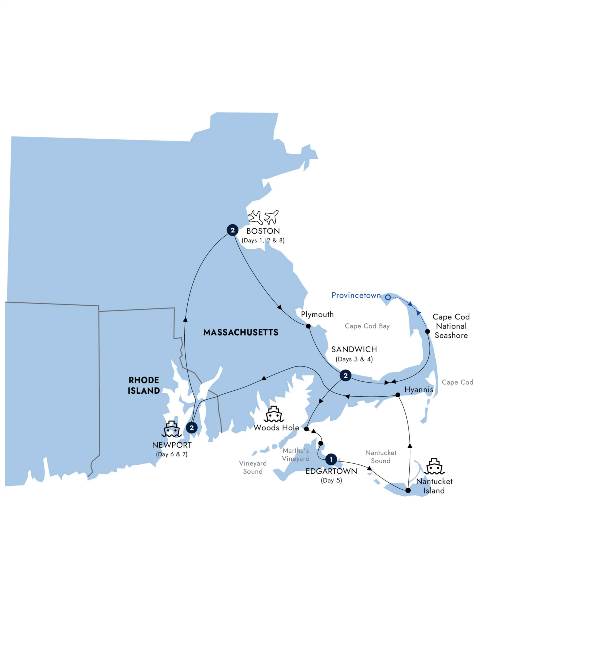 Map: Boston Cape Cod and The Islands (Insight Vacations)