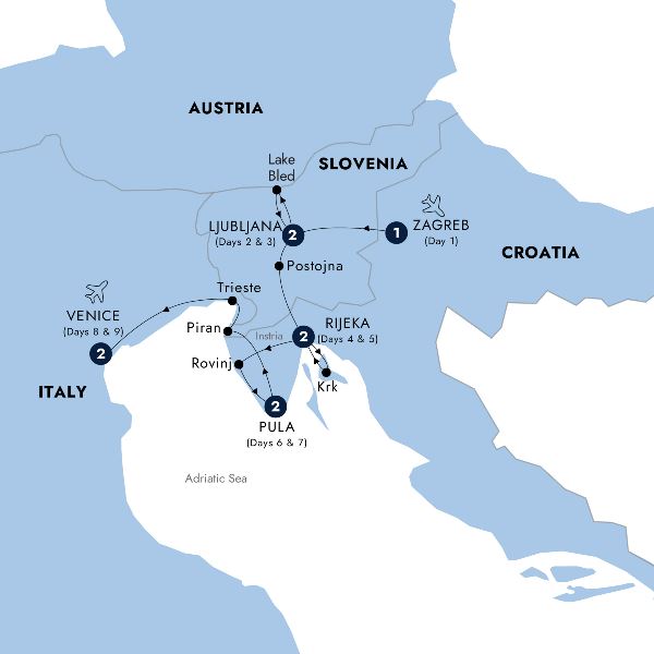 Map: Adriatic Escape (Insight Vacations)