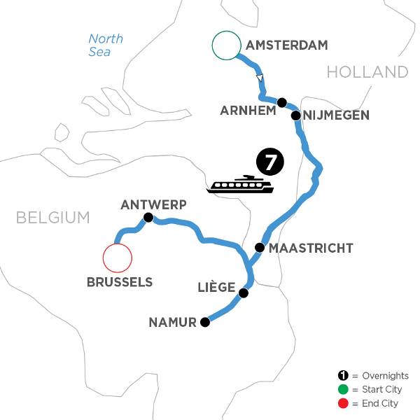 Map: Tulip Time in Holland & Belgium (Avalon)