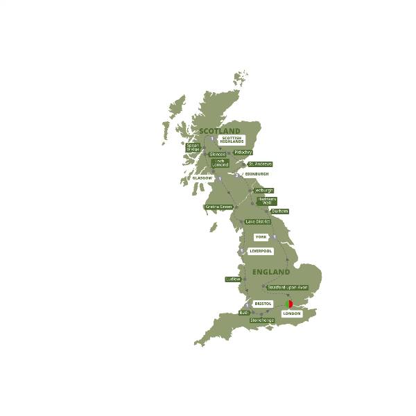 Map: Amazing Britain (Trafalgar Tours)