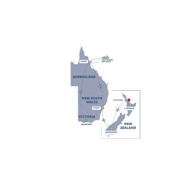 Map: Australia and New Zealand Panorama (Trafalgar Tours)