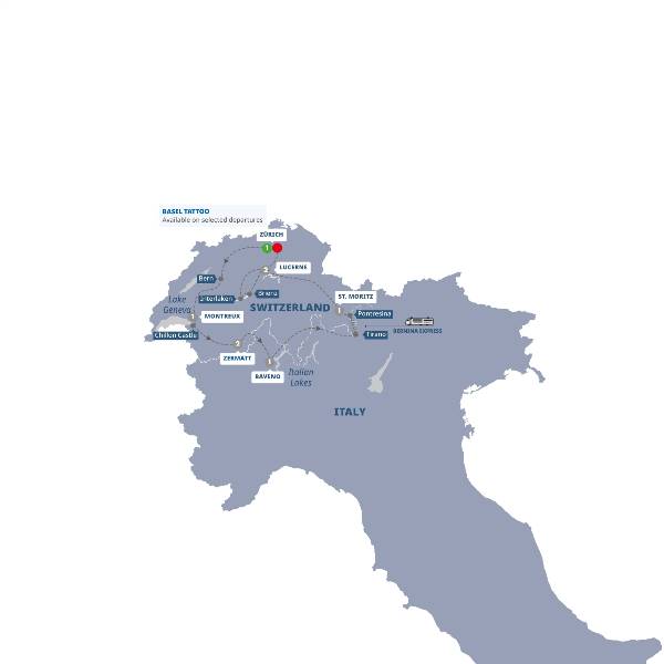 Map: Best of Switzerland (Trafalgar Tours)