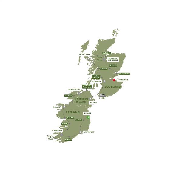 Map: Best of Ireland and Scotland (Trafalgar Tours)