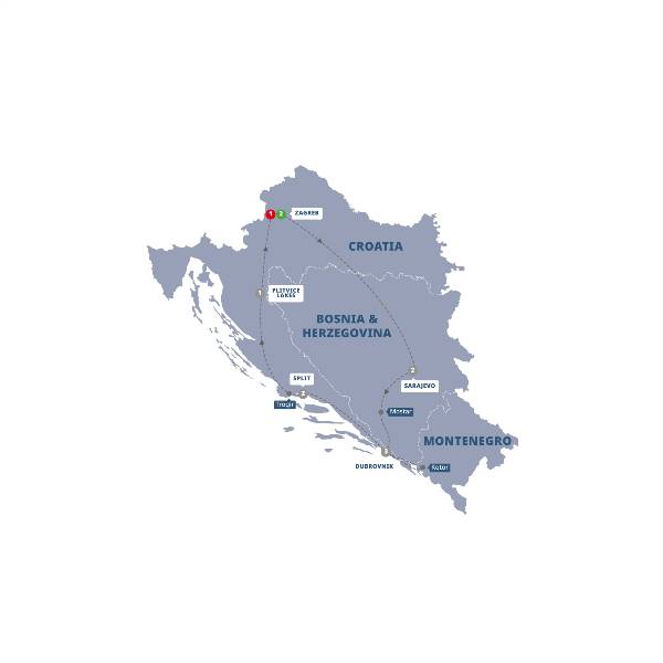 Map: Balkan Delight (Trafalgar Tours)