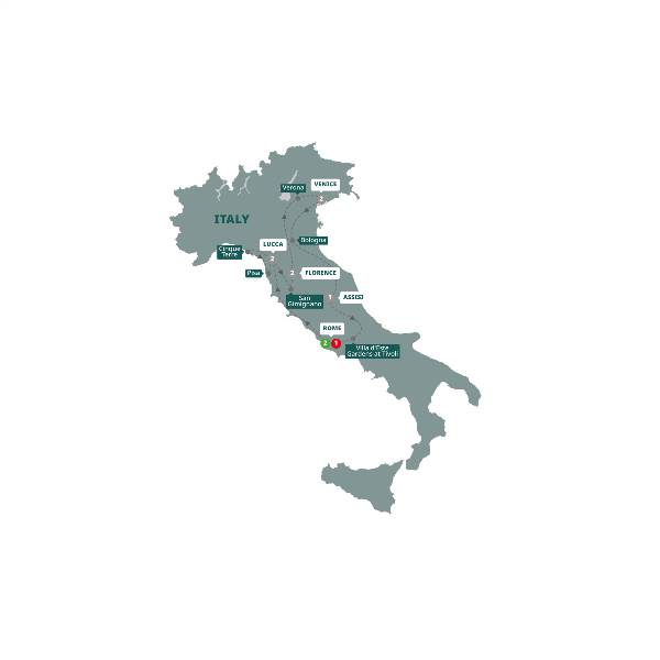 Map: Wonders of Italy (Trafalgar Tours)