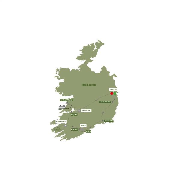 Map: Treasures of Ireland (Trafalgar Tours)