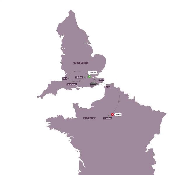 Map: London and Paris Explorer (Trafalgar Tours)