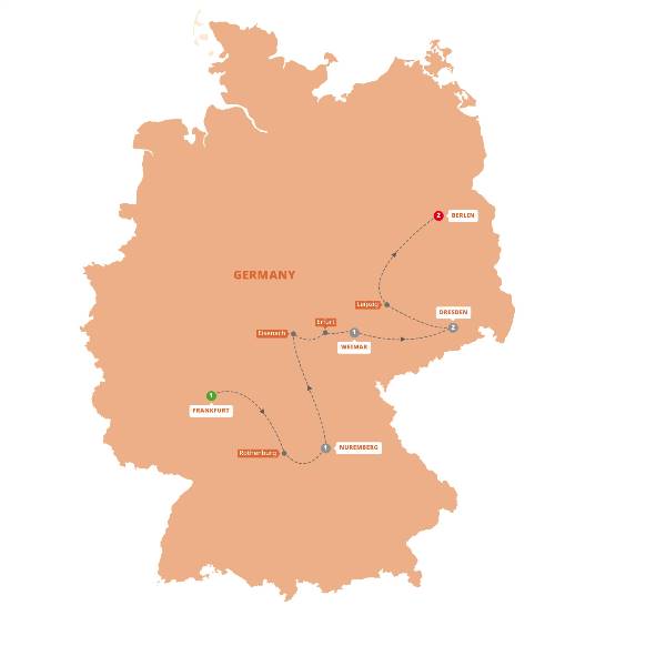 Map: German Christmas Markets (Trafalgar Tours)
