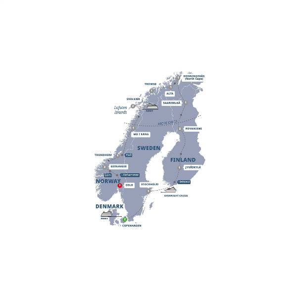 Map: Nordic Adventure (Trafalgar Tours)