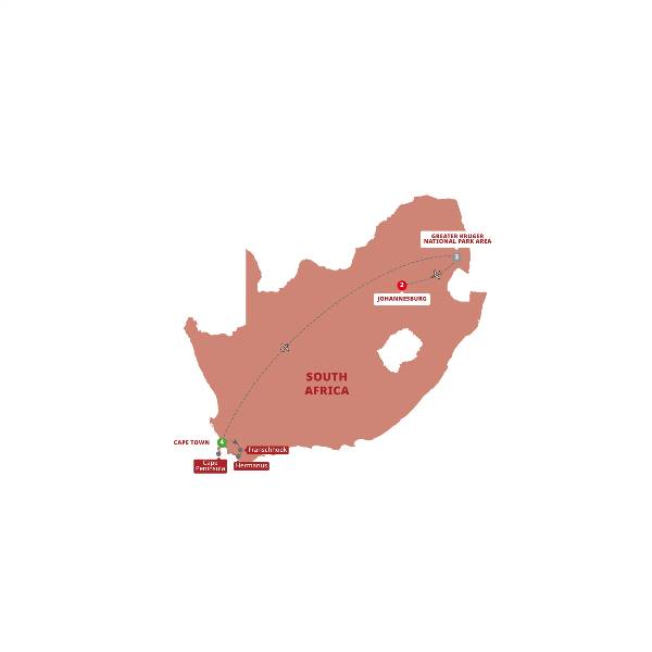 Map: Essence of South Africa (Trafalgar Tours)