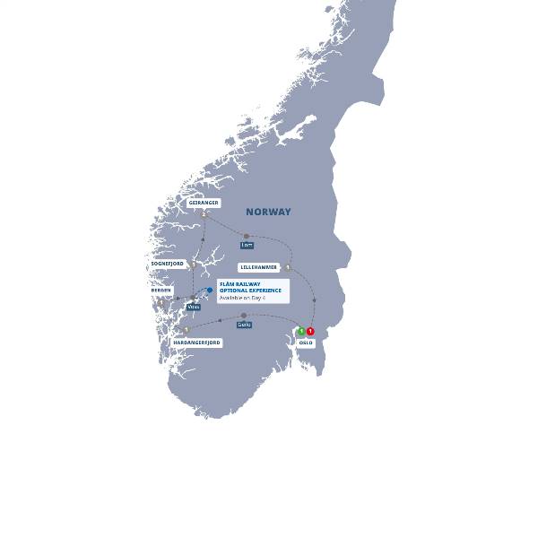 Map: Best of Norway (Trafalgar Tours)