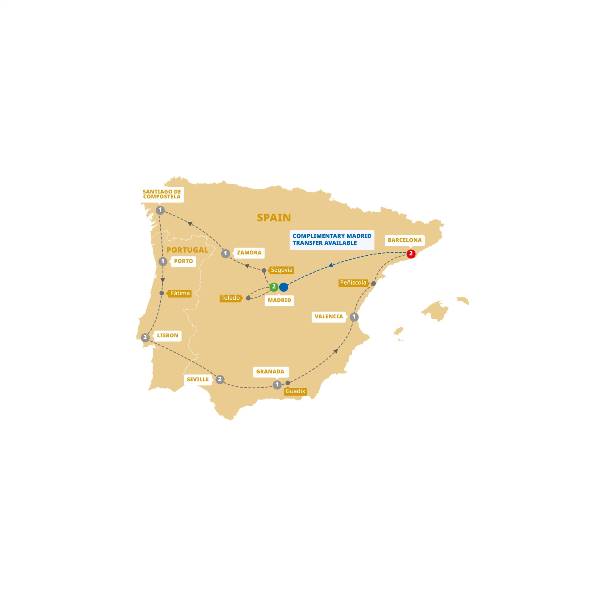 Map: Treasures of Spain and Portugal (Trafalgar Tours)