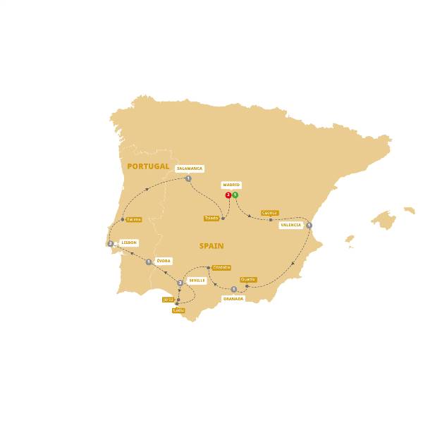Map: Highlights of Spain and Portugal (Trafalgar Tours)