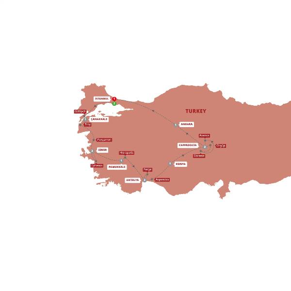 Map: Best of Turkey (Trafalgar Tours)