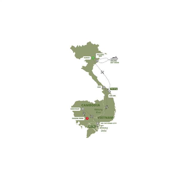 Map: Vietnam and Cambodia Uncovered (Trafalgar Tours)