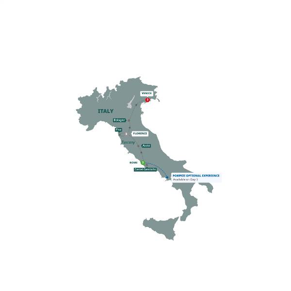 Map: Great Italian Cities (Trafalgar Tours)