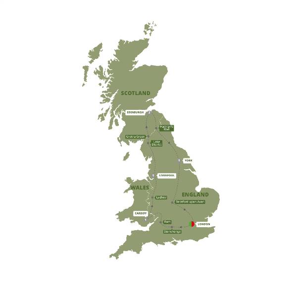 Map: Real Britain (Trafalgar Tours)