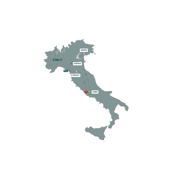 Map: Italian Holiday (Trafalgar Tours)